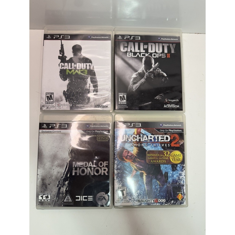 PS3 Game Lot of 4 – COD MW3, Black Ops II, Medal of Honor, Uncharted 2 Complete